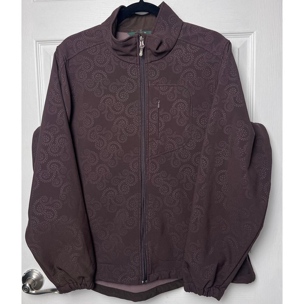Woolrich Paisley Printed Lightweight Fleece Lined Zip Up Jacket Brown Size XL